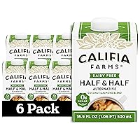Vista 1 de Califia Farms - Better Half Sin Endulzar, Sustituto de Mitad y Mitad, 16.9 oz (Paquete de 6), Leche de Almendra, Crema de Coco, Crema para Café
