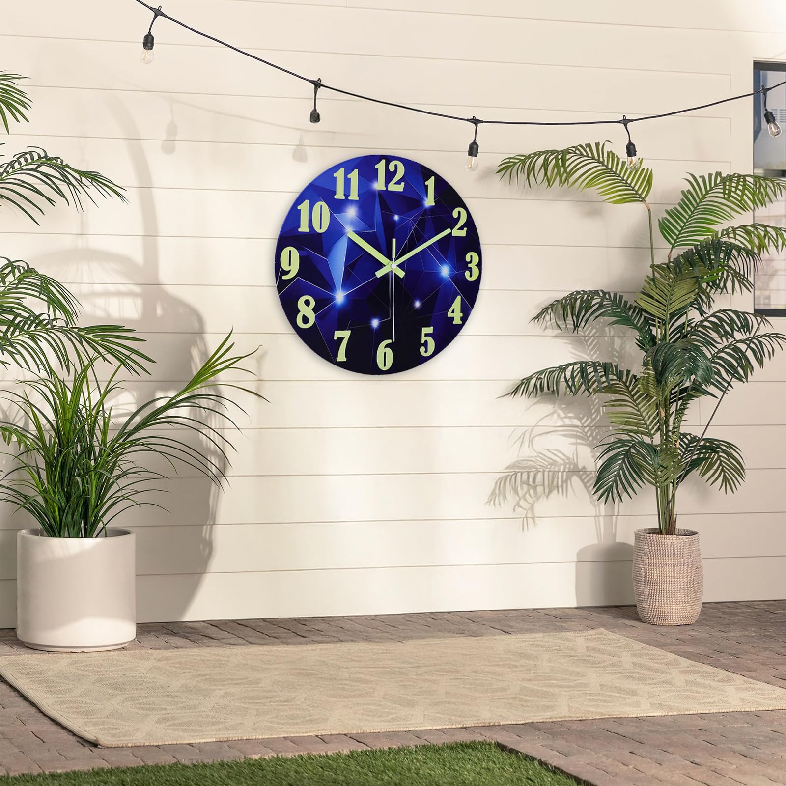 jomparis Orologio da parete luminoso da esterno impermeabile da 30,5 cm con luce notturna galassia in vetro per piscina patio bagno