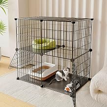 Cat Cages Indoor with Tray/Wheels/Hammock,Indoor Catio Outdoor Cat Enclosure Cages House Balcony,Cat Playpen for Critter Nation Cage,