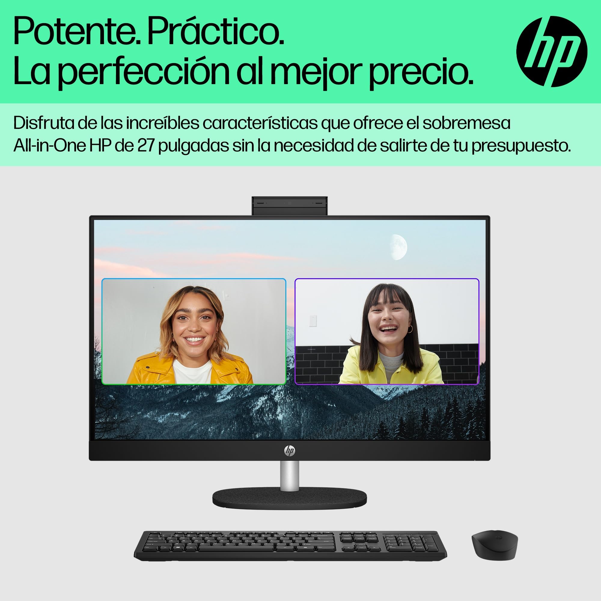 HP All-in-One 27-cr0062ns, PC Todo en Uno 27” FHD, AMD Ryzen 7 7730U, 16GB RAM, 512GB SSD, AMD Radeon Graphics, Cámara HD, Wi-Fi, Teclado y Ratón Inalámbricos, Sin Sistema operativo, QWERTY Español