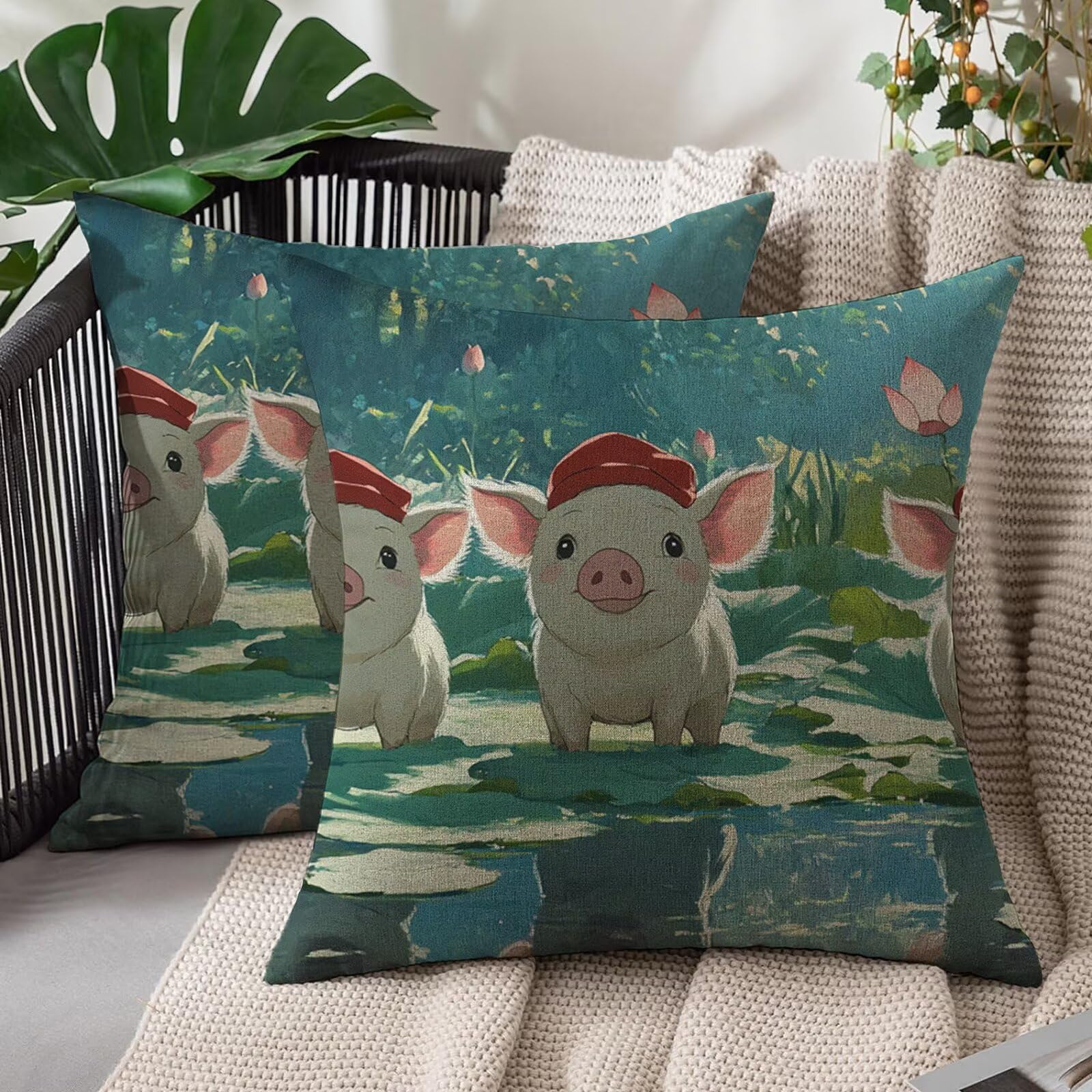 Funda cojin cerdo para decorar el sofá de exterior o balcón