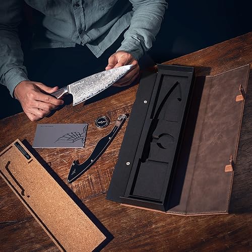 Miniatura 3 de Momentum Collection - Cuchillo de chef de 8 pulgadas, cuchillo de chef ultra afilado con hoja de acero japonés AUS10, cuchillo de cocina