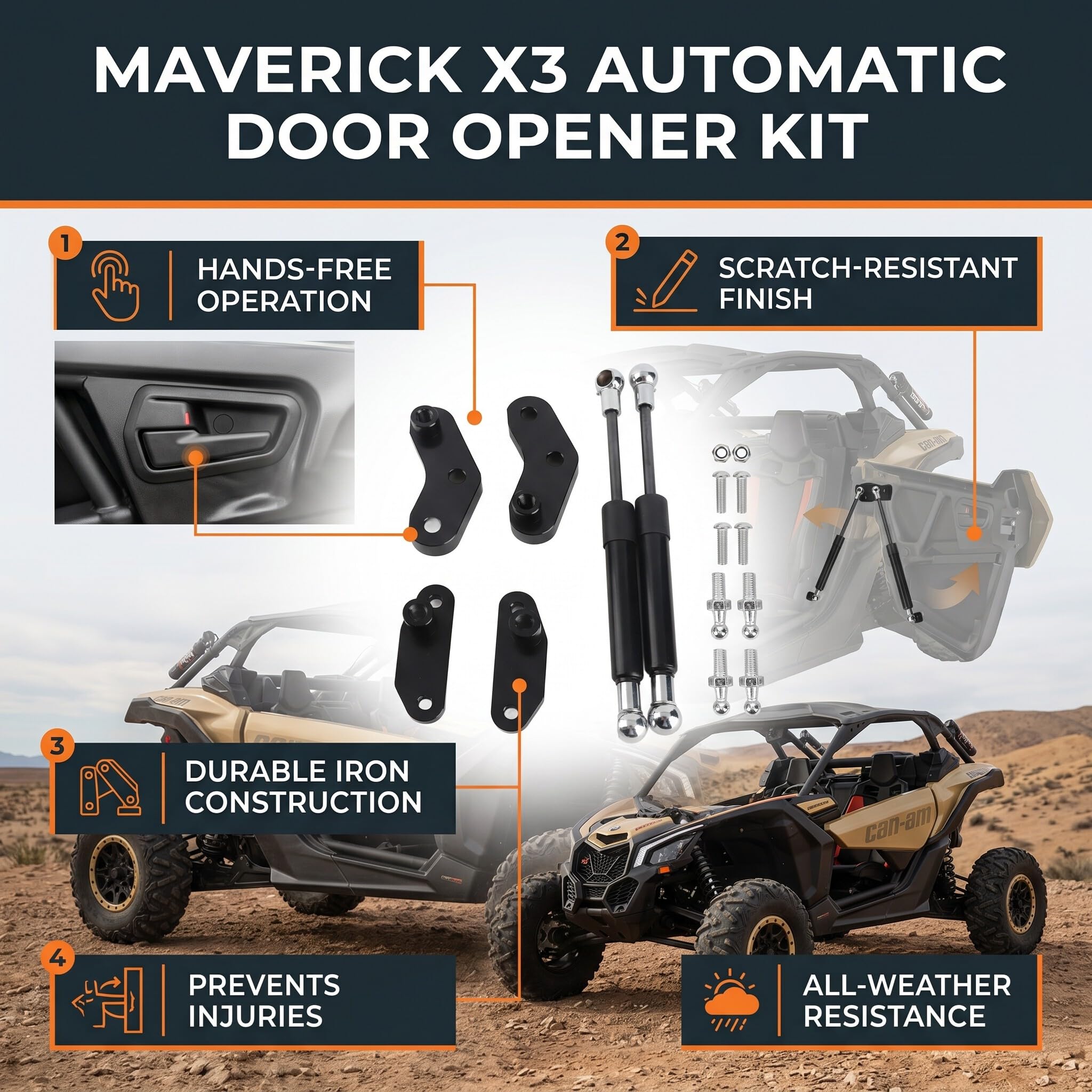 Zestaw do Otwierania Drzwi z Czarnego Anodyzowanego żelaza do Maverick X3 2017-2020, Wygodny Dostęp Bez Użycia Rąk, Zapobiega Urazom, Trwały