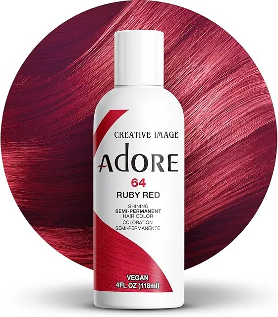Adore Ruby Red Semi-Permanent Hair Color - Alcohol & Ammonia Free 4oz