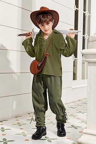 Miniatura 2 de Bbalizko Camisa medieval de pirata para niños, renacentista, con cordones, para Halloween, jacobita escocés, disfraz de Ghillie
