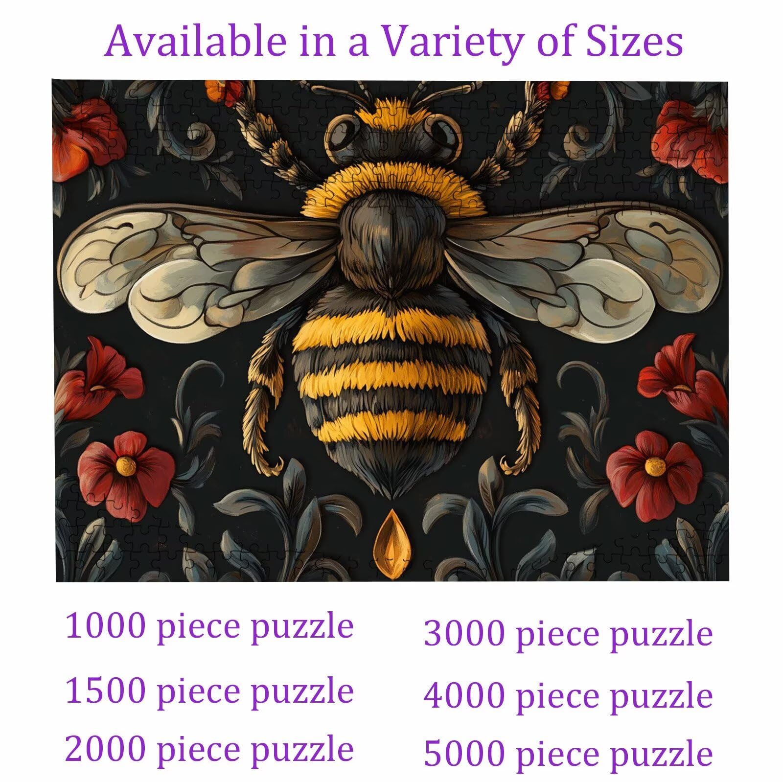 Puzzle 4000 Piezas | Flor Abeja Puzzle 4000 Piezas Adultos | Encajan Perfectamente | sin Polvo | Rompecabezas Madera para Toda la Familia | Rompecabezas XL para Expertos | Regalo Mujer W3H-945