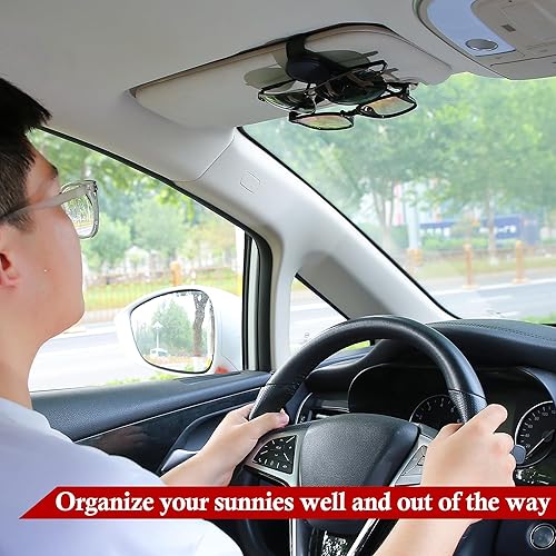 Miniatura 5 de KIWEN Soporte de lentes de sol para visera de automóvil, clip magnético de cuero para colgar lentes de sol para accesorios de visera de automóvil