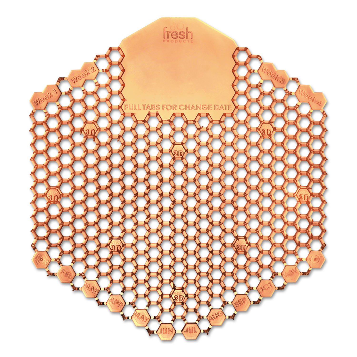 Fresh Products 3WDS60MAN Wave 3D Urinal Deodorizer Screen, Orange, Mango Fragrance, Box of 10 Screens