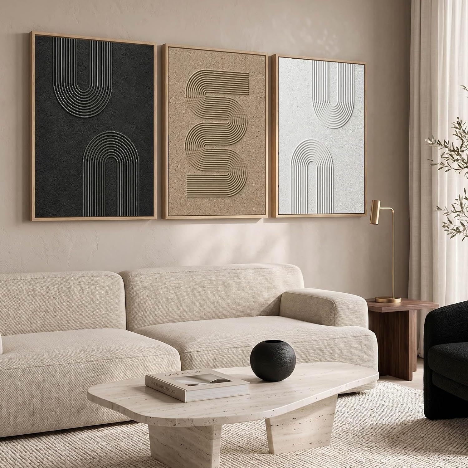 Ardakar Large Framed Japandi Geometric Wall Art Canvas Prints