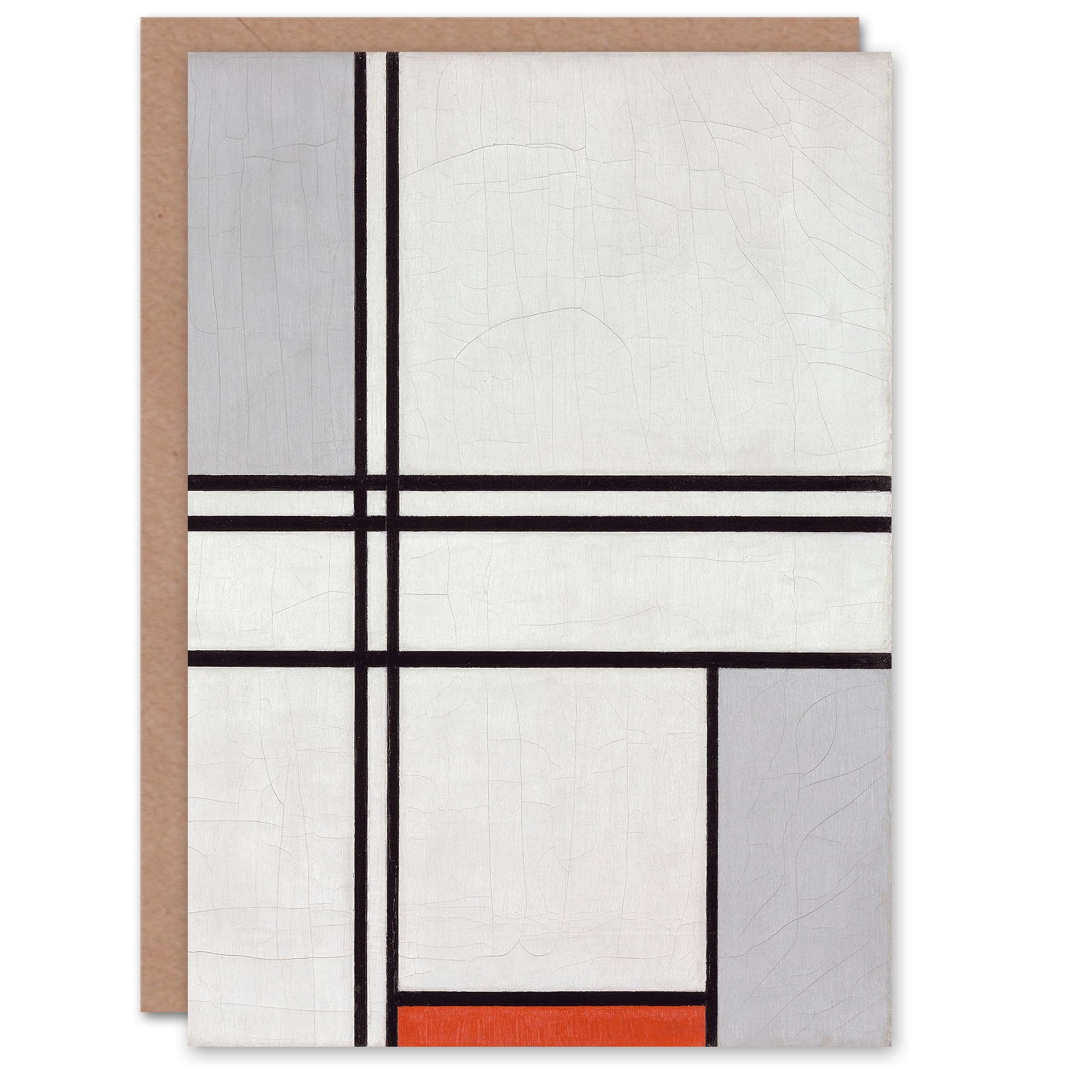 Artery8 Piet Mondrian Art Card Composition No 1 Gray Red