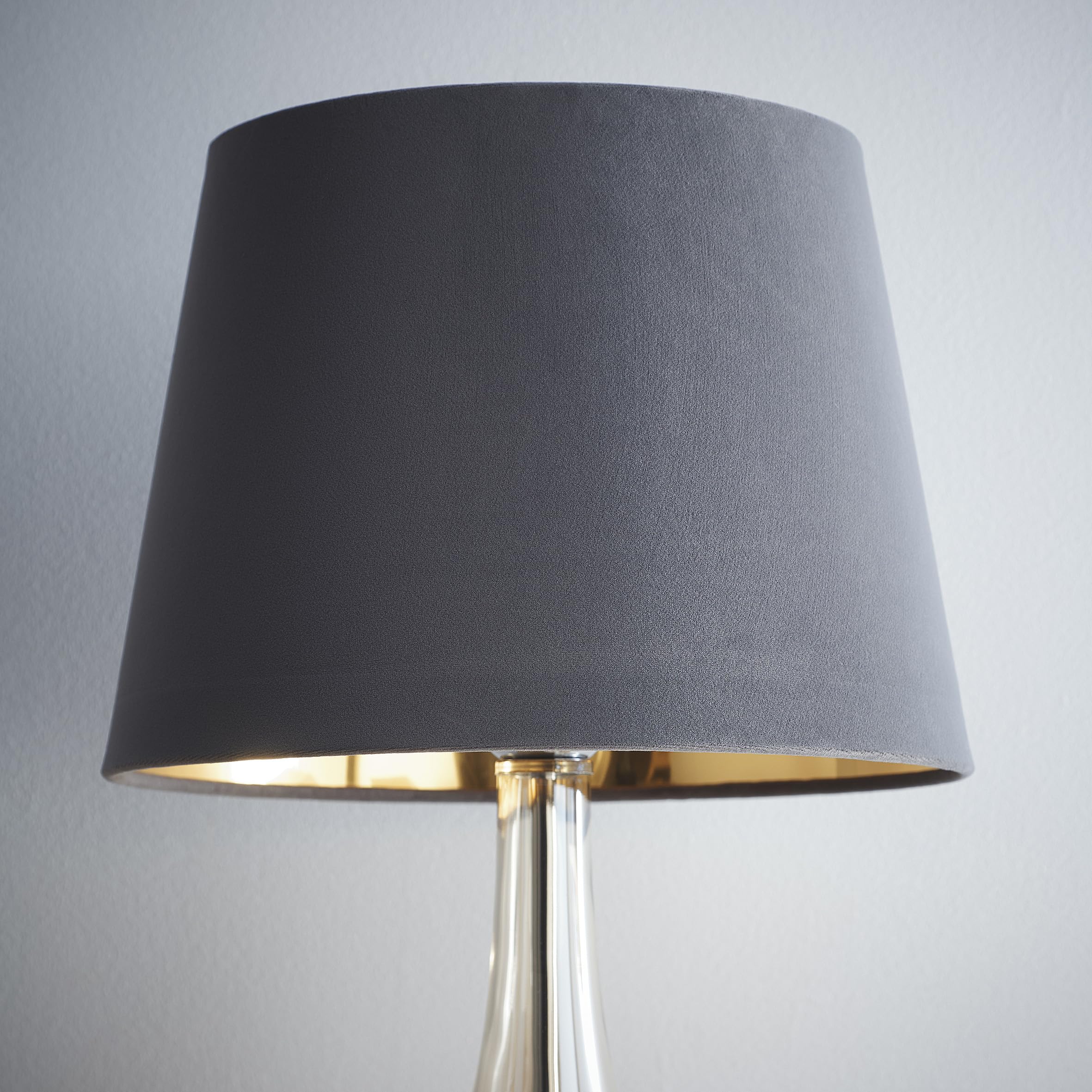 K LIVING Velvet Tapered Lampshade for Modern Table Lamps and Floor Lamps in Grey | Traditional Cotton Textured Fabric Cone Light Shade for Ceiling Pendant | Lamp Shade for Calm Home Atmosphere (12")