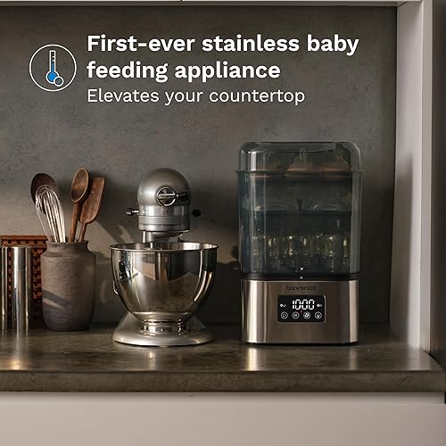 Miniatura 3 de Baby Brezza Esterilizador de biberones SuperQuick de 10 minutos + secadora, gran capacidad de 8 botellas, desinfección al vapor, ajuste universal