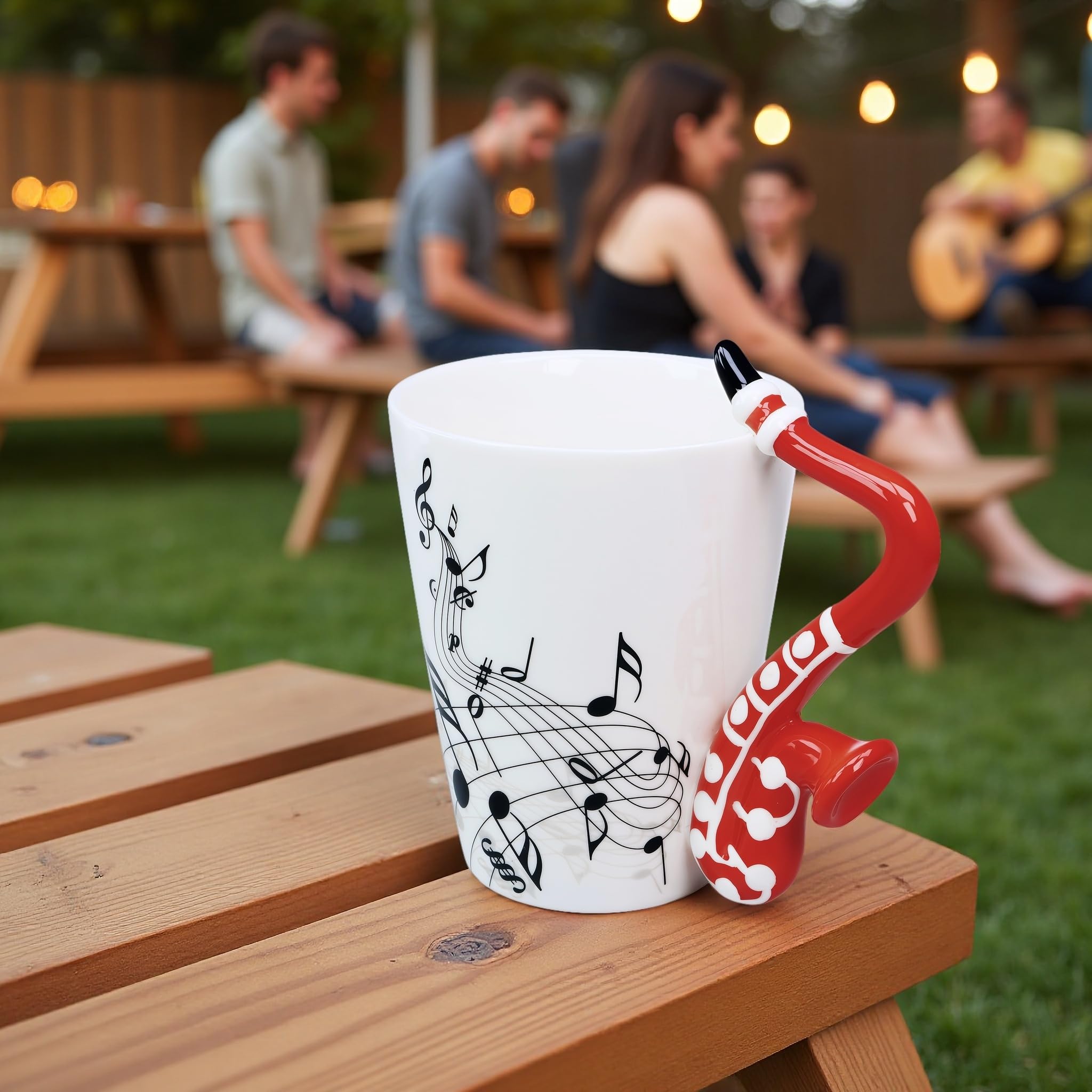 Sax Mug Sax Coffee Mug Gift for Saxophone Players Musician - 13.5 oz Saxophone Cup Gifts for Music Lovers - Music Coffee Mugs Birthday Christmas Gifts for Men Women(Red)