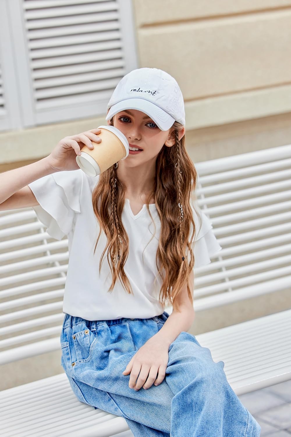 Arshiner Girls Ruffle Short Sleeve T Shirts Cute Little V Neck Tops Kids Summer Casual Blouses Clothes 5-12 Years - Image 2