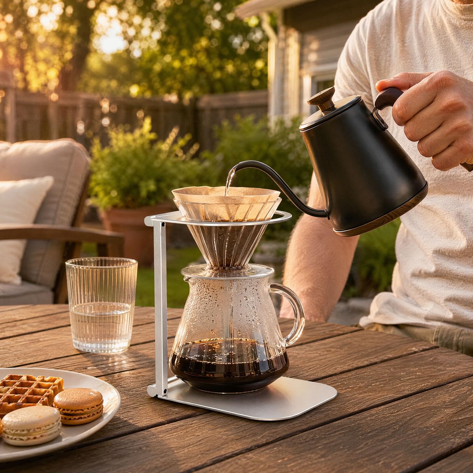 Portafiltro per caffè pieghevole in lega di alluminio (nero)