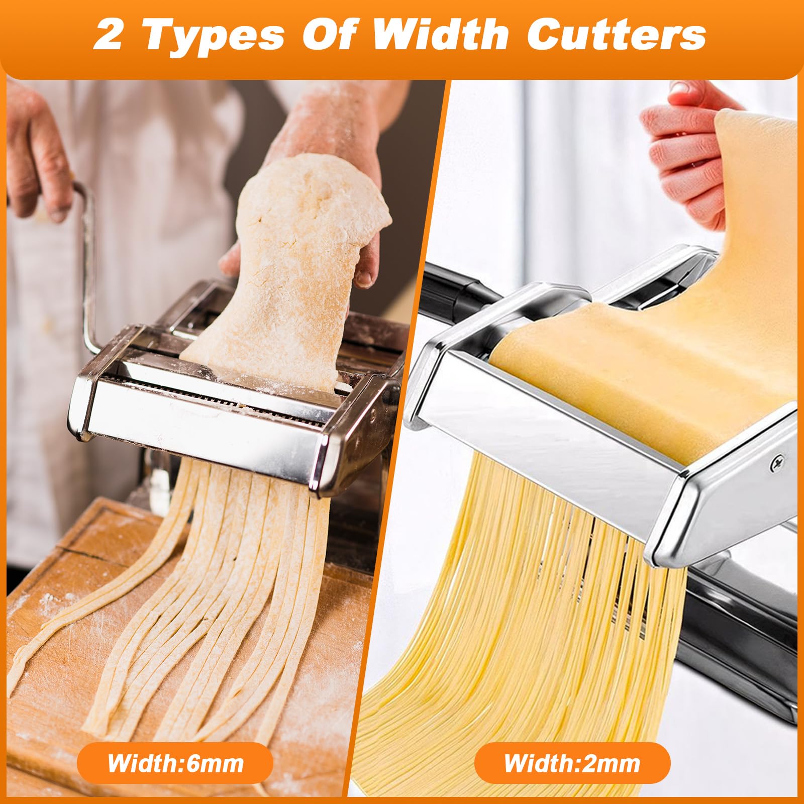 Macchina di pasta manuale, Macchina per La Pasta 2 in 1, 7 impostazioni di spessore regolabile e un rullo lavabile, adatto per noodles freschi fatti in casa, pasta,Lasagne