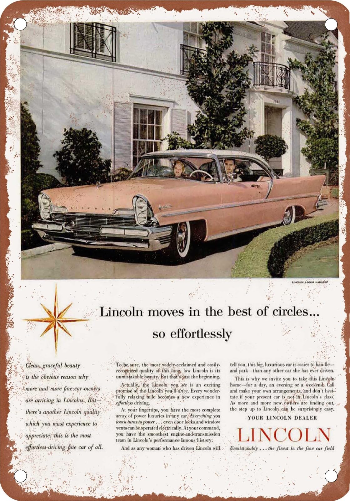 METAL SIGN - 1957 Lincoln Vintage Ad 01 - Old Retro Rusty Look home decor