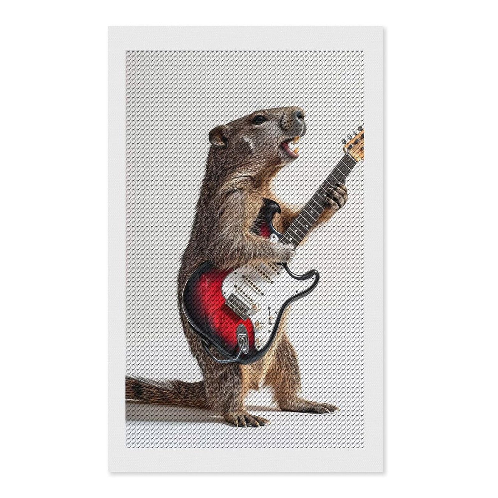 Junmoney Groundhog Guitar Crystal Diamond Art Kit 12"x20", Modern Decor, Boho Decor, Wall Art Gift, Decorative Artwork, Creative Hobby