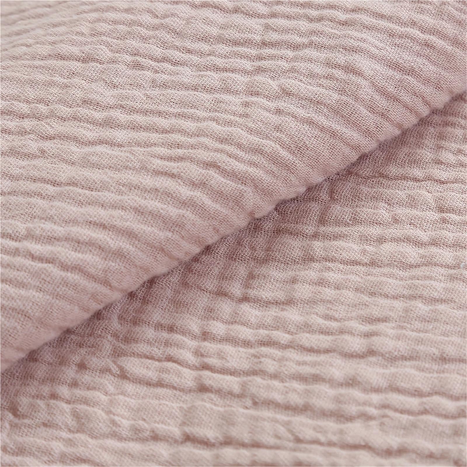 Tela de gasa de algodón de doble capa arrugada para costura, manualidades, camino de mesa, decoración para fiestas, bodas, tela de gasa para coser (rosa sucio, 300 x 135 cm)
