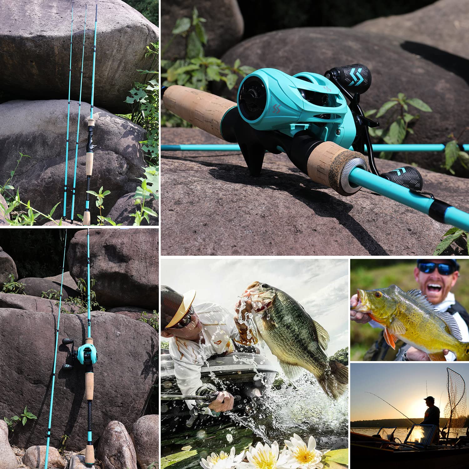 Sougayilang Canne à pêche, 30 tonnes en Fibre de Carbone Sensible 2 Sections Baitcasting Rod & Spinning Rod pour Eau Douce ou Eau salée, Canne à pêche de qualité Tournoi avec 2 Embouts