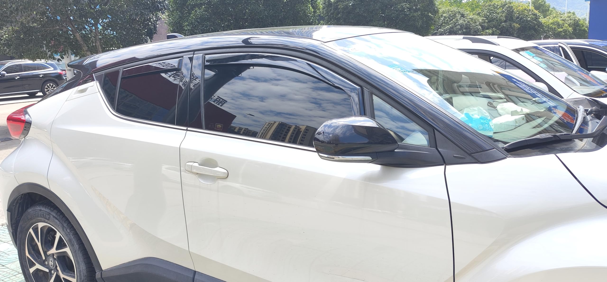 Kit 4 Deflettori Aria Nero Fumé Trasparento Antivento per Finestrini Laterali Anteriori e Posteriori Compatibile con Toyota CHR C-HR 2016-2024