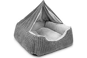 Plush Dog Bed with Cozy Anti-Anxiety Cave