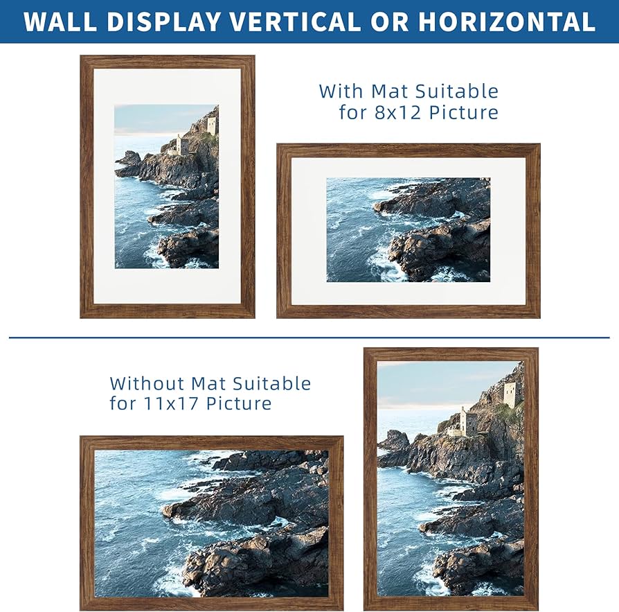 Amazon.com - Hongkee 11x17 Frame Set of 2, Rustic Brown Wood Style