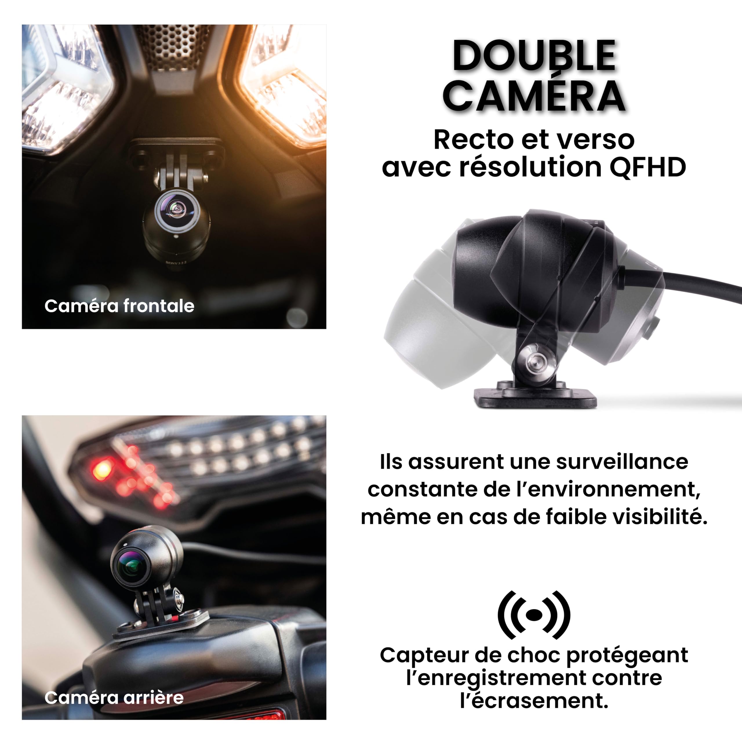 Midland, BikePlay Guardian Display avec Dashcam Moto 5"Touch Screen, Commandes Vocales Surveillance Pression Pneus, Caméra Double Embarquée Étanche Capteur Impact Camera Moto & Android Auto Accessoire