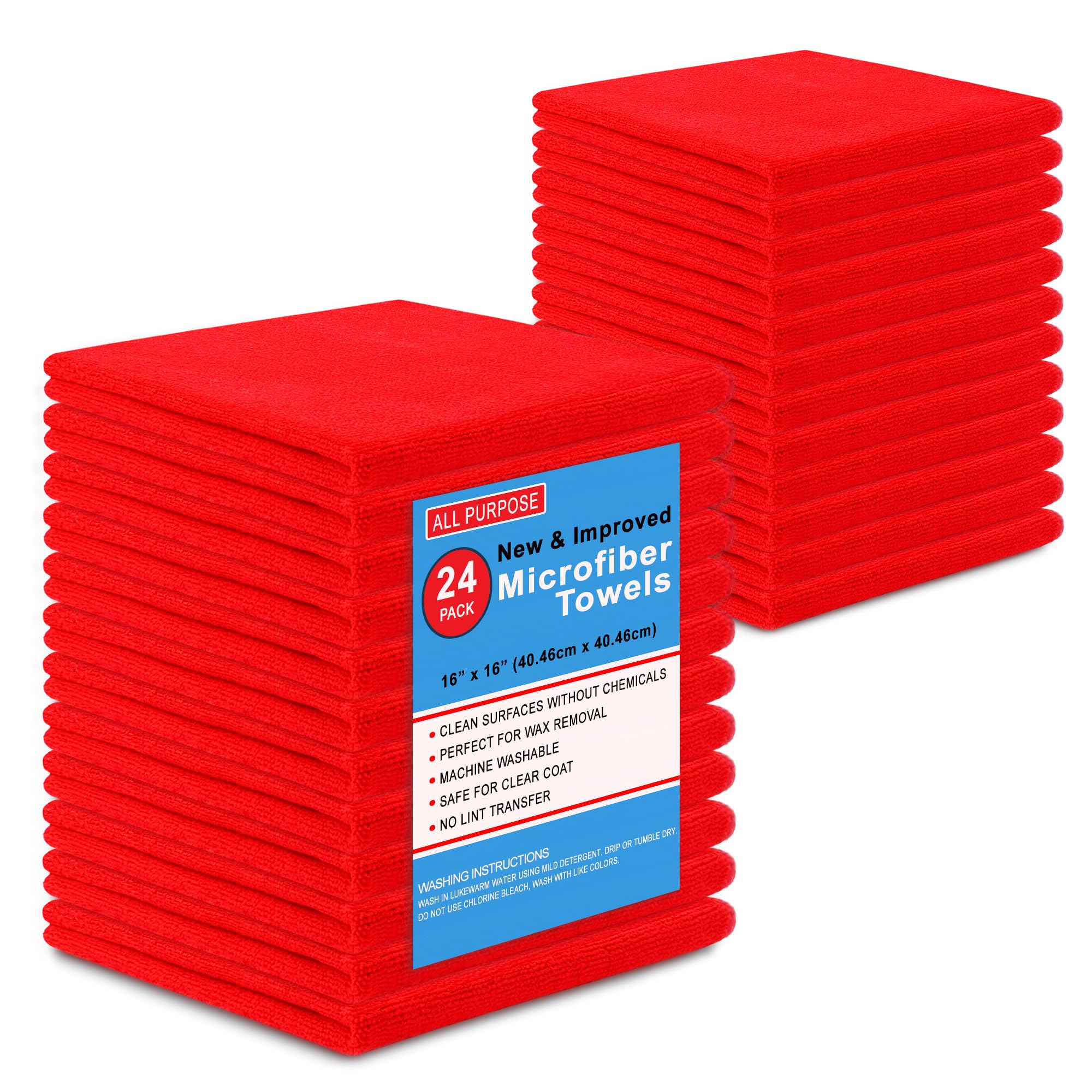 Blue Horizon Microfiber Cleaning Towels Pack of 24 Ultra Soft Plush Washcloth All Purpose Premium Microfiber Detailing Cleaning