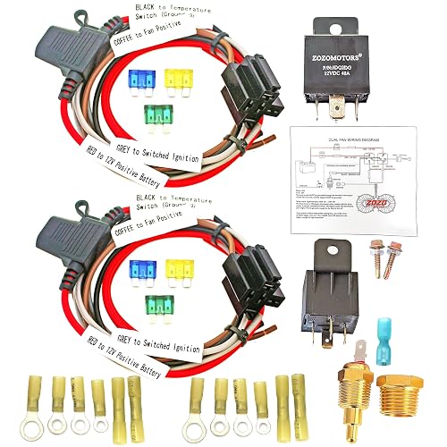 ZOZOMOTORS Dual Electric Fan Relay Kit 40 AMP with Temperature Switch