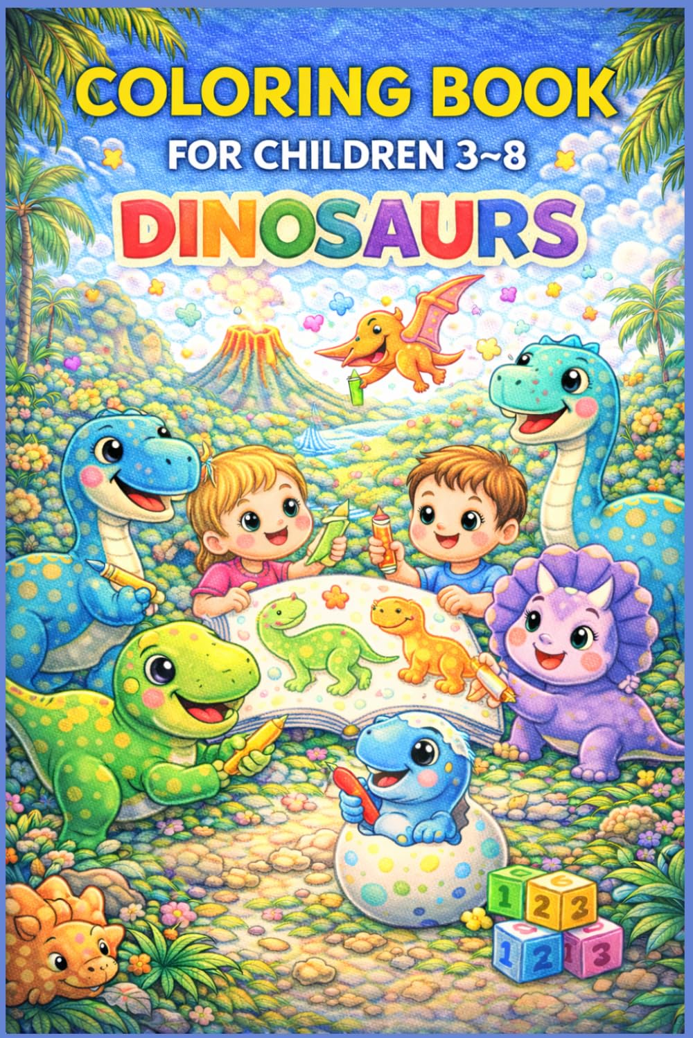 Coloring Book For Children 3-8: DINOSAURS.: Fun & Easy Dinosaur Coloring Book for Kids Ages 3–8 | Cute Dino Designs for Creative Learning & Play
