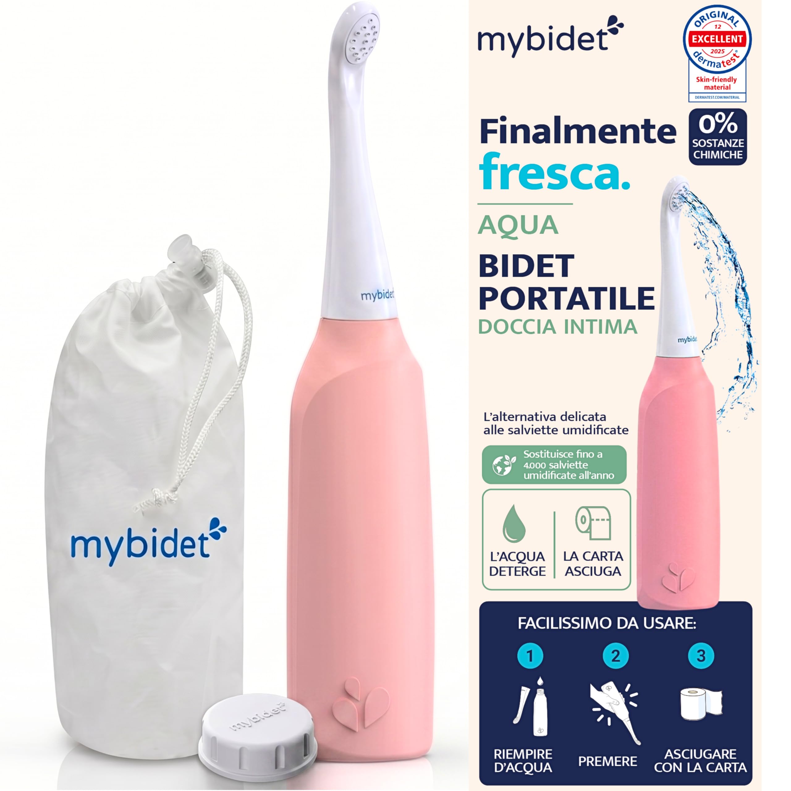 Doccia intima per glutei, risparmia 4000 salviette umidificate, 0% chimica, 100% acqua, per casa e in viaggio, senza batterie e connessioni, sostenibile