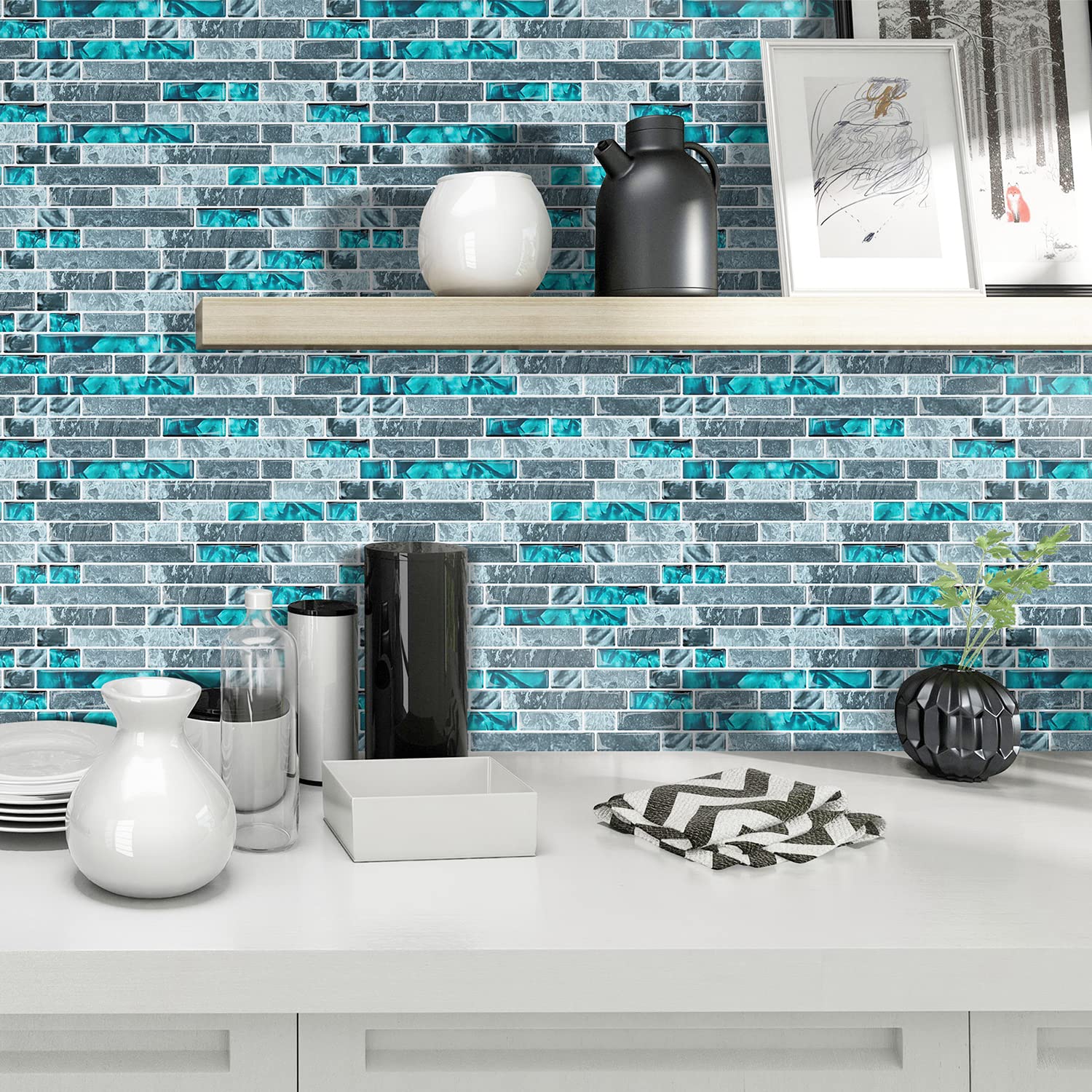 STICKGOO Peel And Stick Backsplash Tile - 12x12 Inch Thick Self-Adhesive Wall Tile For Kitchen & Bathroom
