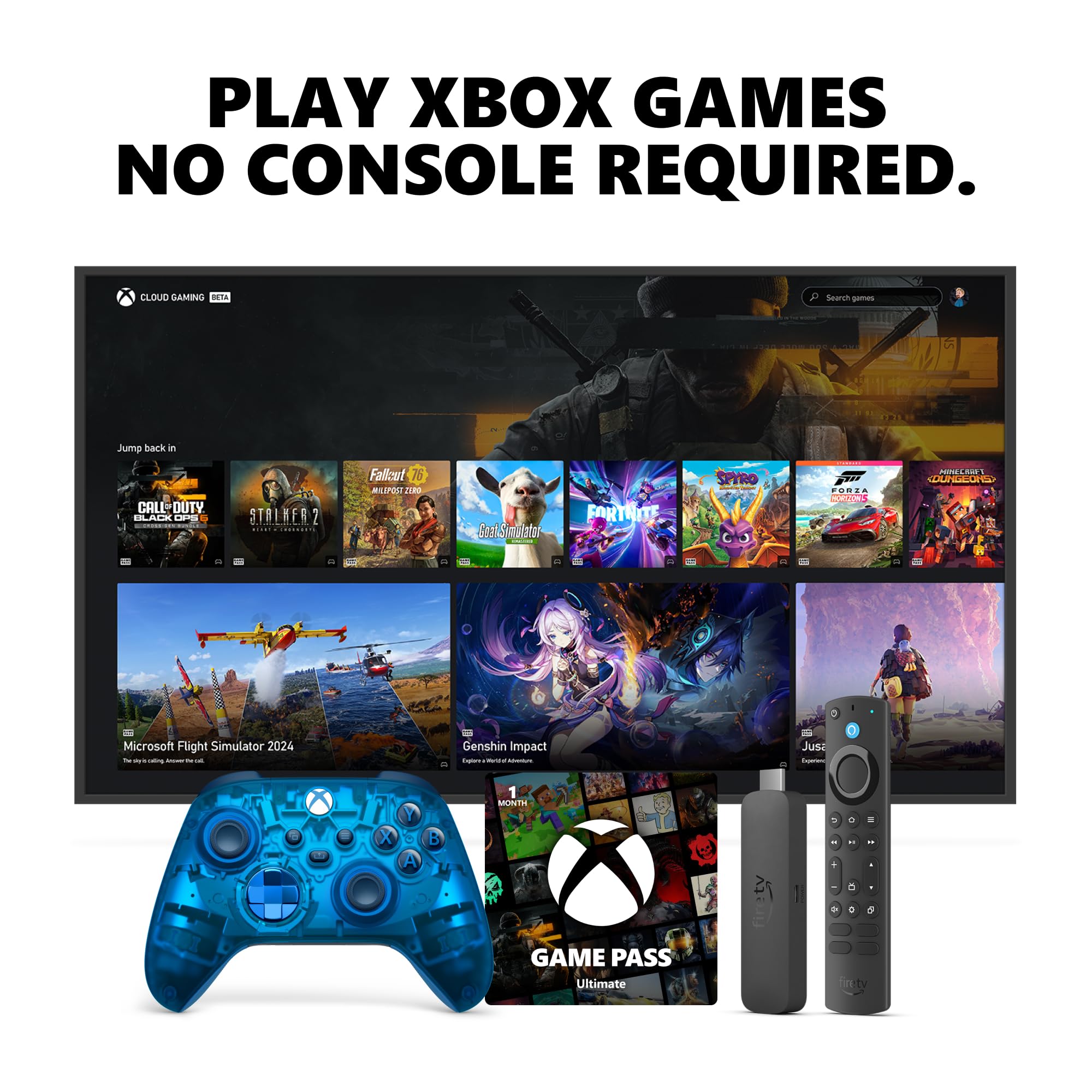 Amazon Fire TV Stick 4K Max, Sky Cipher Special Edition Core Wireless Controller, and 1 Month Game Pass Ultimate Bundle