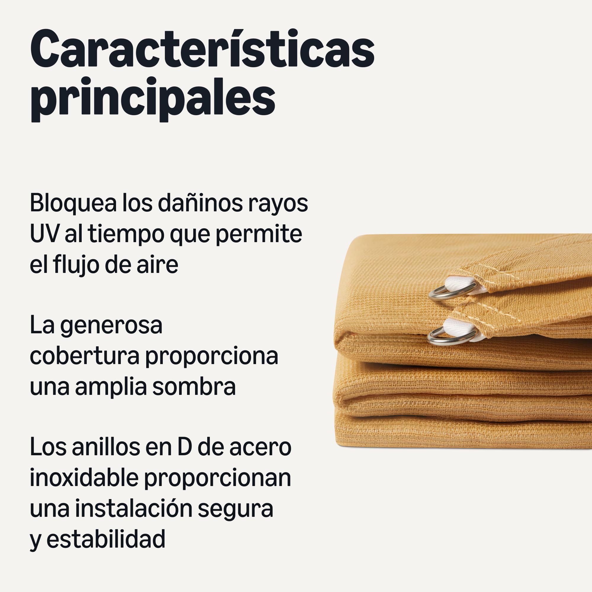 Amazon Basics Vela de Sombra para Jardín, Protección UV, 3 m x 4 m, Arena, 1 Paquete