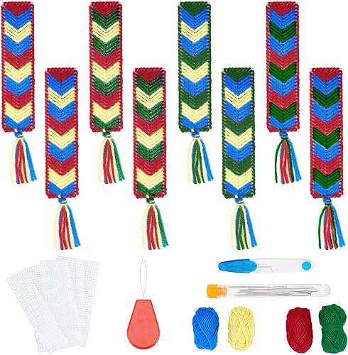 FREEBLOSS Juego de 8 marcapáginas de lona de plástico, hojas de lona de malla de plástico para bordar, hojas de malla de plástico para bordar,