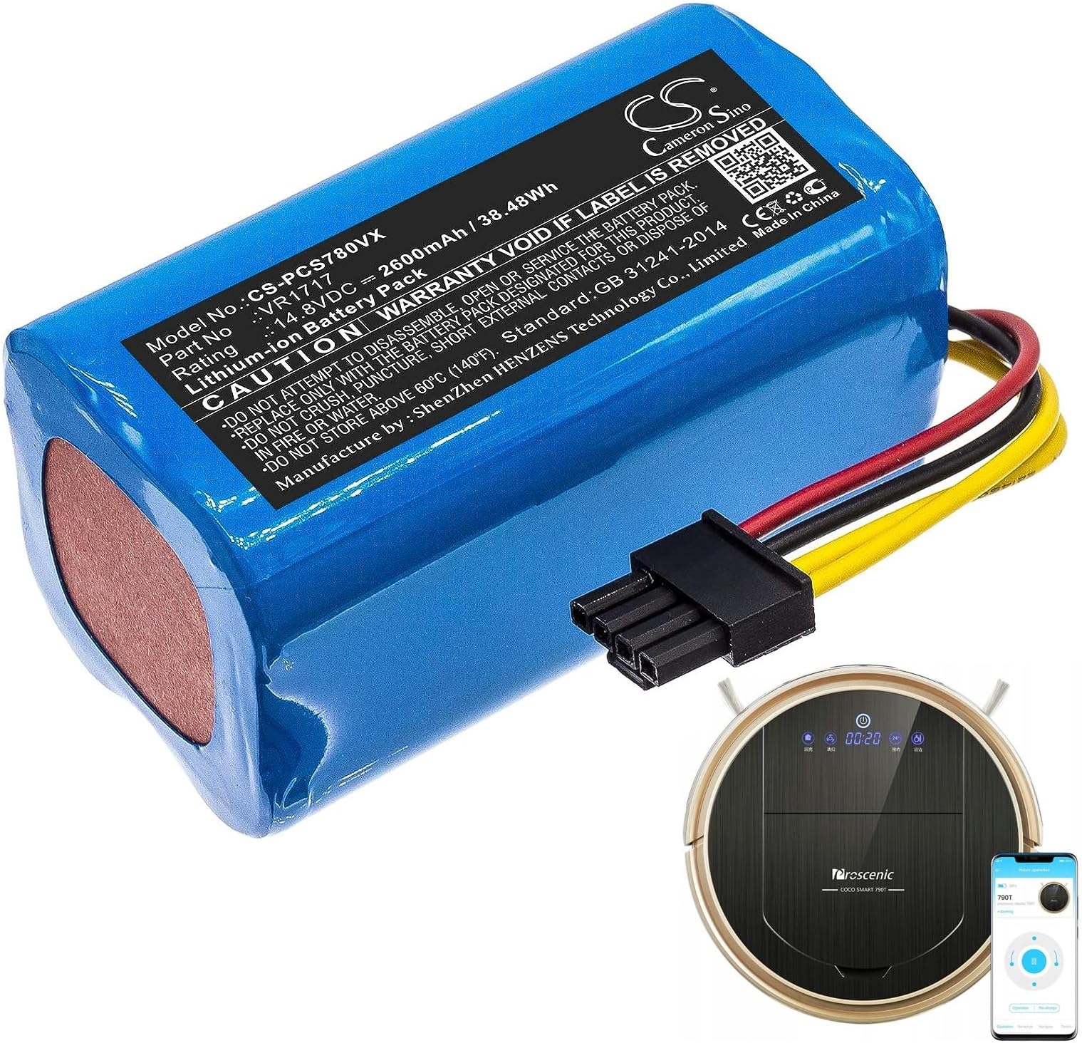 Batteria 2600mAh Per Proscenic 800T, 820T, 830T, 820S - INR18650-M25-4S1P | Sostituzione Originale - Foto 6