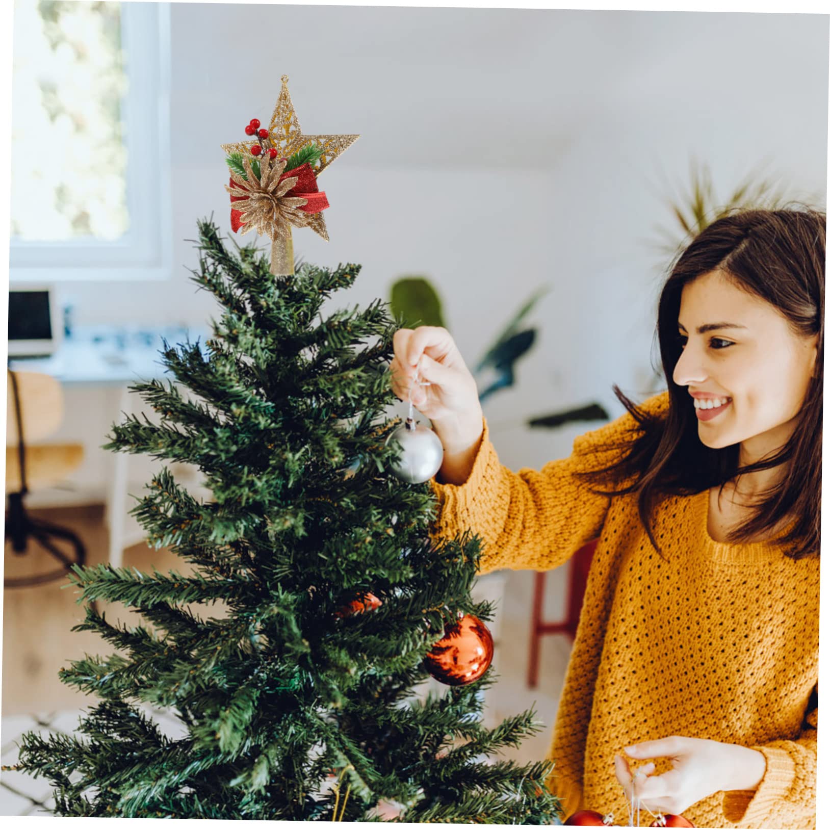 3 Stücke Galvanisierte Weihnachtsbaumspitze 5-zackiges Ornament Weihnachtsbaum Stern Für Dekorative Versorgung Zu Hause