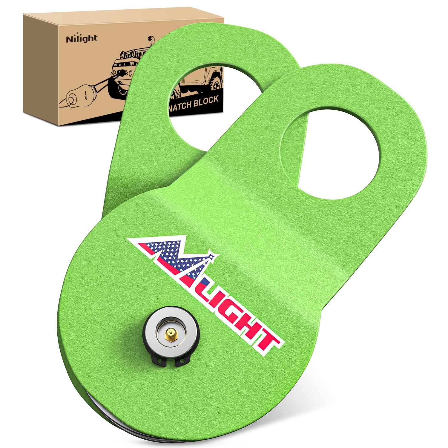 Nilight 8 Ton Winch Snatch Block Towing Pulley Blocks 17,000 LBS Green