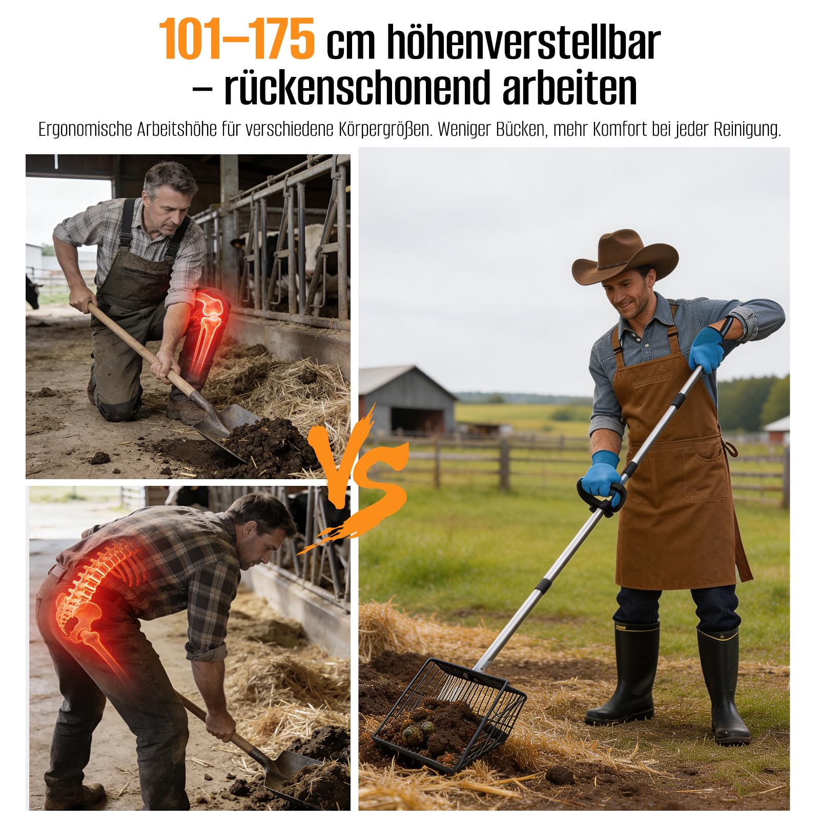 Hühnerkotschaufel Lang, Multifunktional Chicken Poop Scooper, Einstellbare Siebschaufel, für Hühnerstall Trennung von KOT und Schutt von Sand, Hühnerstreu Schaufel, Hühnerstall Zubehör (155CM)