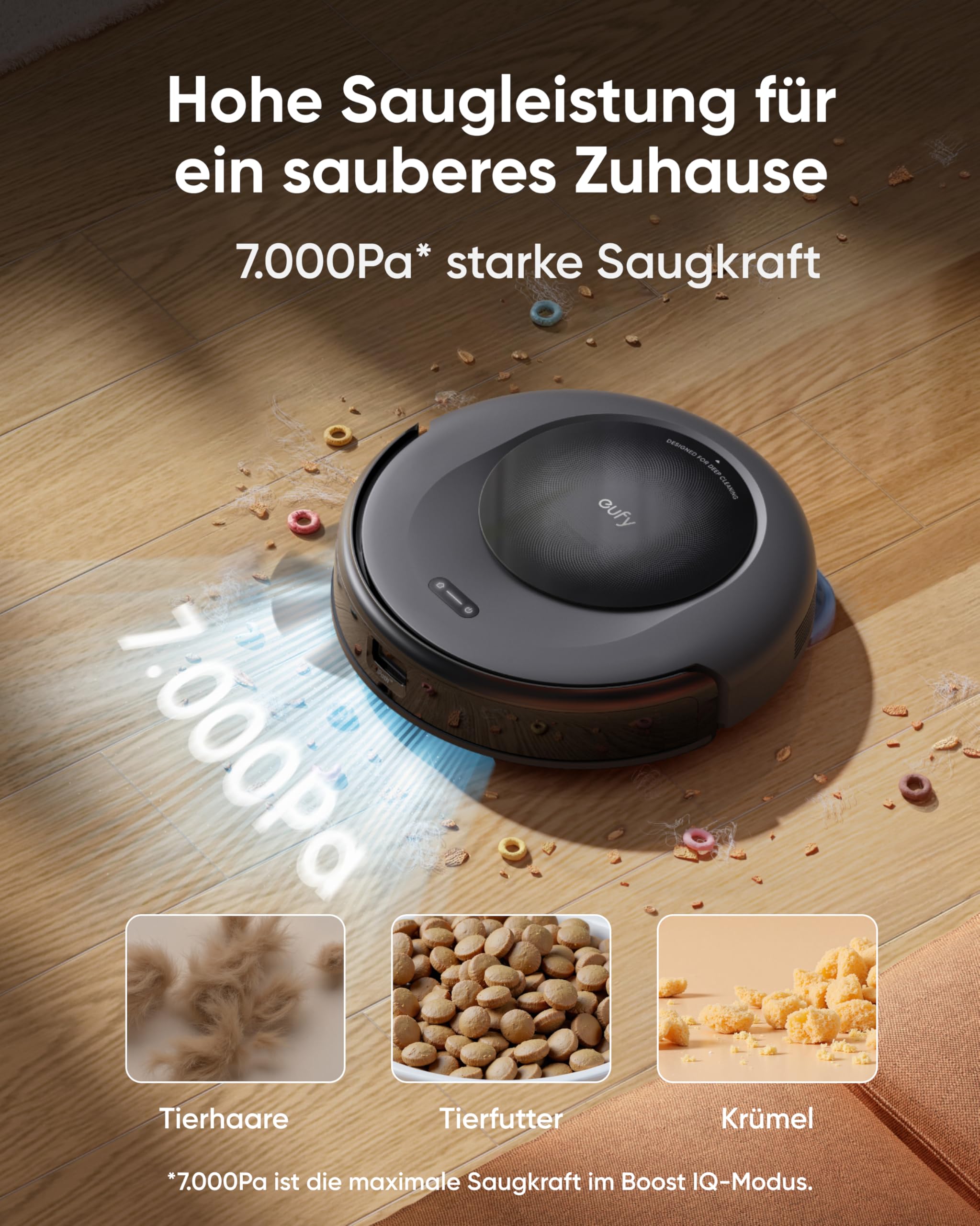 eufy Saugroboter Omni C20 mit All-in-One-Station, Auto-Entleerung, Auto-Wasch- und Trocknungsfunktion, 8,5cm Ultraflaches Design, 7.000Pa Starke Saugleistung, Staubsauger Roboter mit Wischfunktion