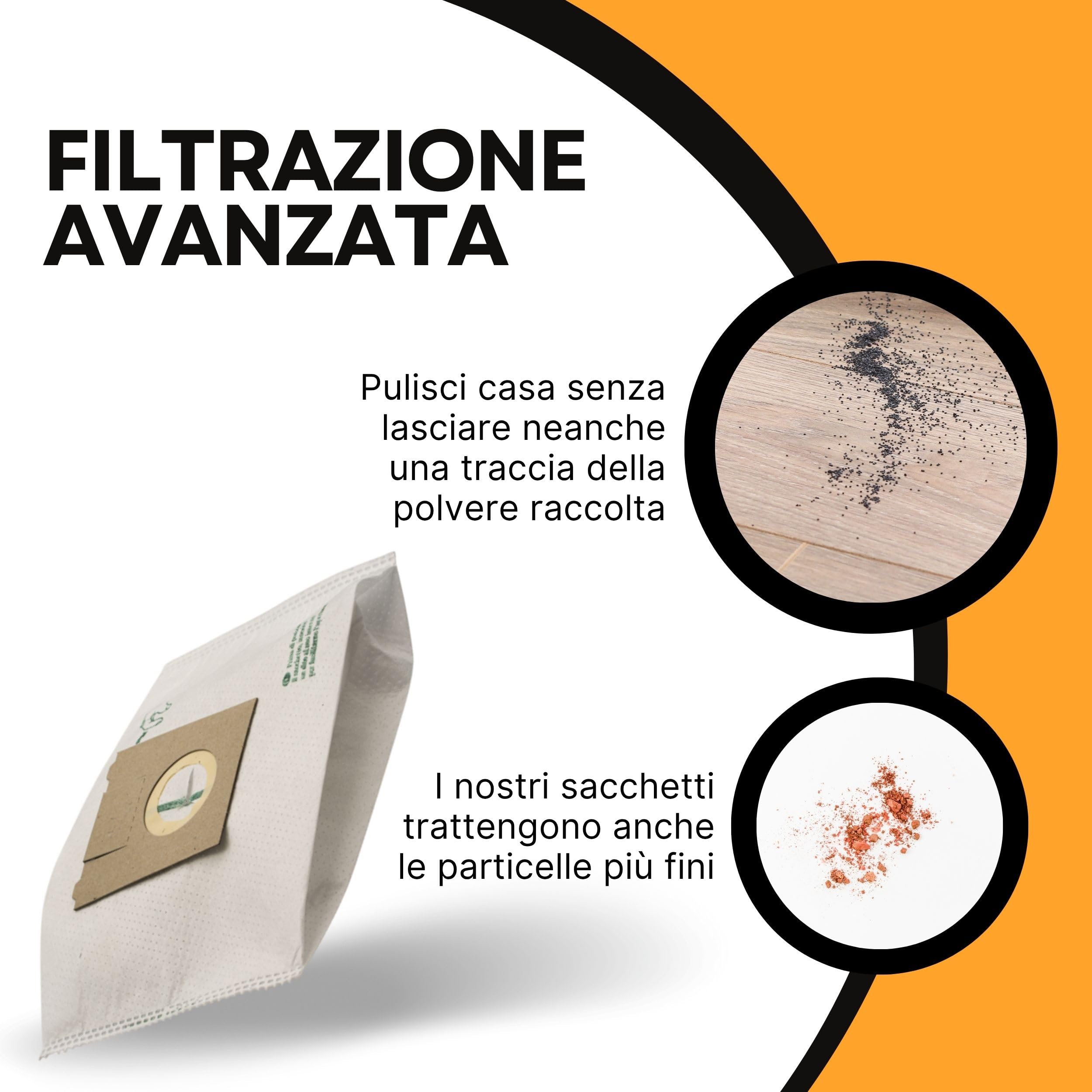 12 sacchetti per aspirapolvere Bosch GAS 35 M AFC/L AFC/L SFC+, Bosch Professional sacchetto filtro in tessuto non tessuto di ricambio 2607432037
