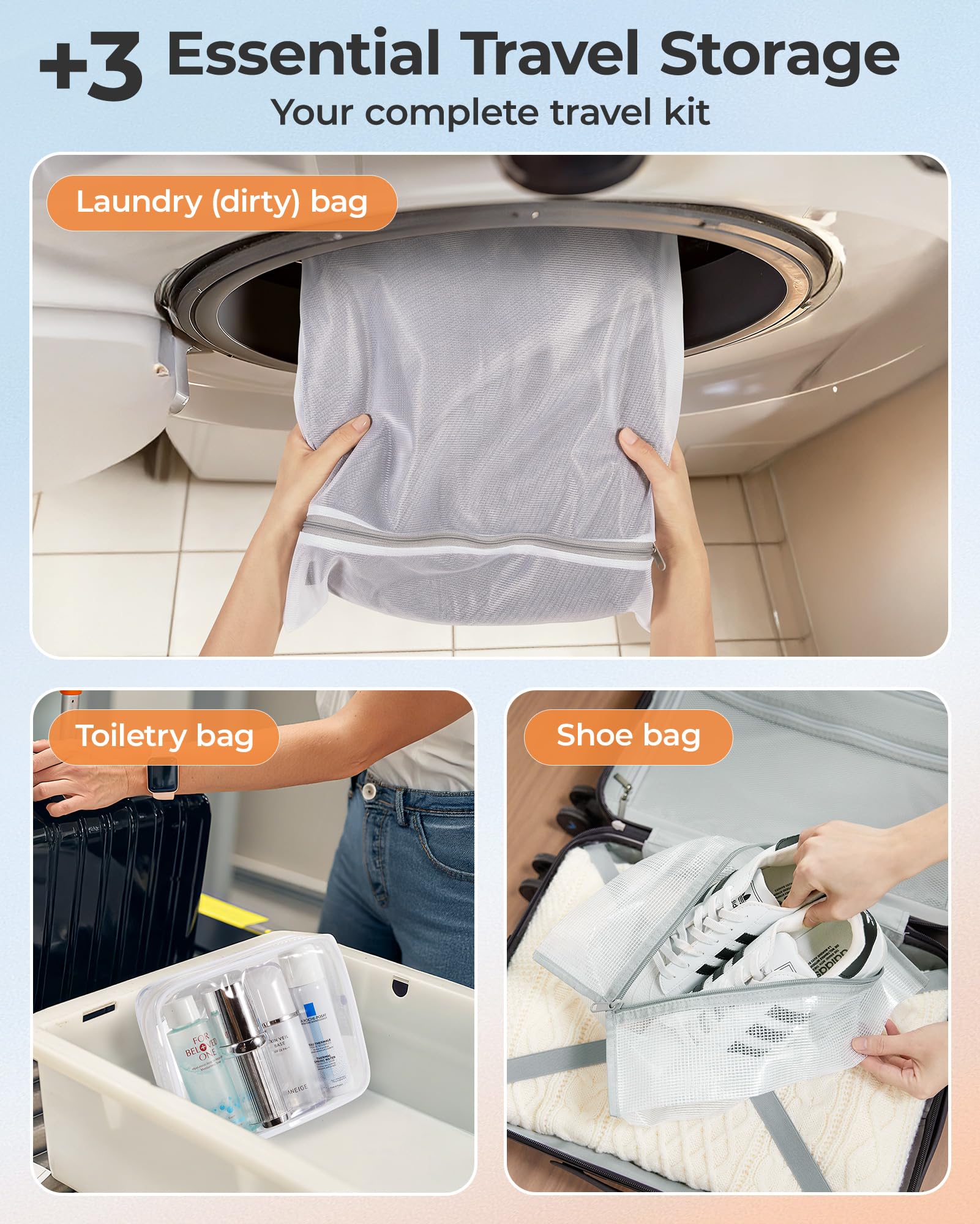 BAGSMART Vakuum-Aufbewahrungsbeutel mit tragbarer Pumpe, platzsparende Reisebeutel für Kleidung, robuste Kompressionsbeutel zur Aufbewahrung, Vakuumversiegelungsbeutel mit Handpumpe, Reiseutensilien