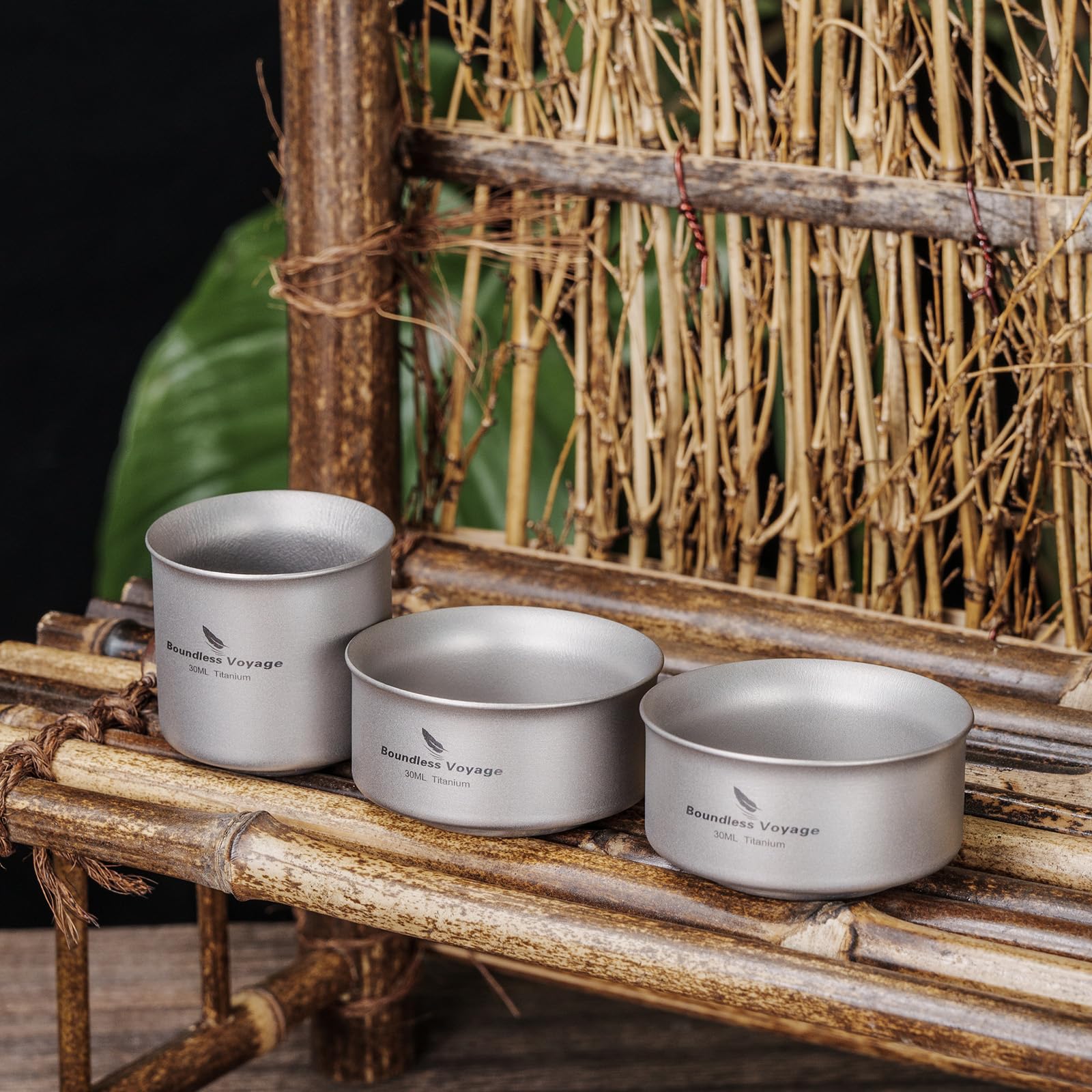 Boundless Voyage Ti3148D Tasse à thé en titane à double paroi pour camping en plein air 30 ml
