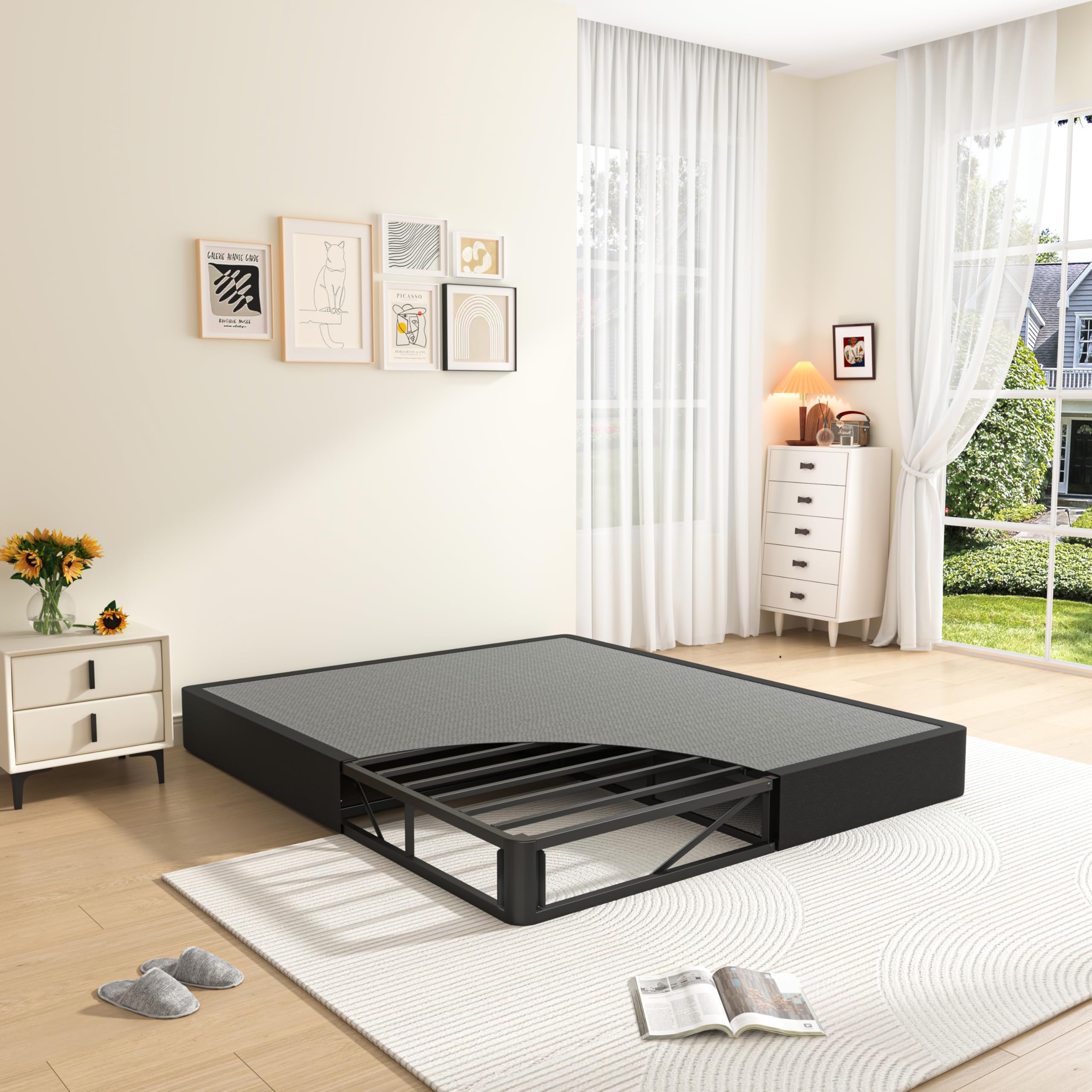 Photo 1 of ***FACTORY SEALED*** MAF Queen Box Spring 10 Inch High Profile Box Spring for Queen Bed, Queen Size Bed Base 3500 lbs Black Heavy Duty Metal Mattress Foundation with Easy Clean Cover, Easy Assembly