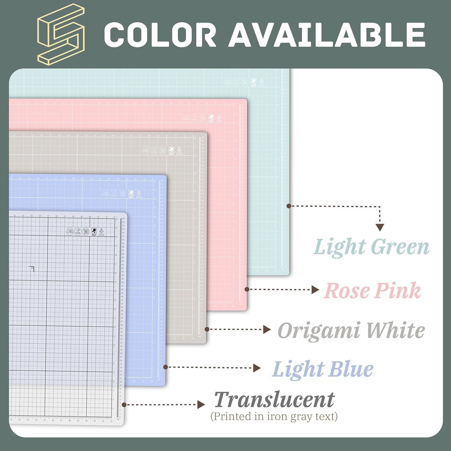 iMAT Flip Cutting Mat Note A1 (Inch Version), 24 x 36 in (60 x 90 cm), Foldable, Ideal for Crafts, Paper Cutting, Large Leather and Cloth Projects, Sketching, Drawing (Light Blue)