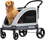 Large Dog Stroller - Dual Entry Safety Folding Pet Stroller with Adjustable Handle, All-Terrain 4-Wheel, 160 lbs Weight Capacity for Travel & Outdoor Adventures - Gray