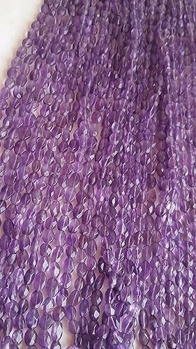 Miniatura 2 de 2 hebras de ~~~0.197-0.236 in ~ Cuentas ovaladas facetadas de amatista natural semipreciosa para la fabricación de joyas, 13 pulgadas de largo ~