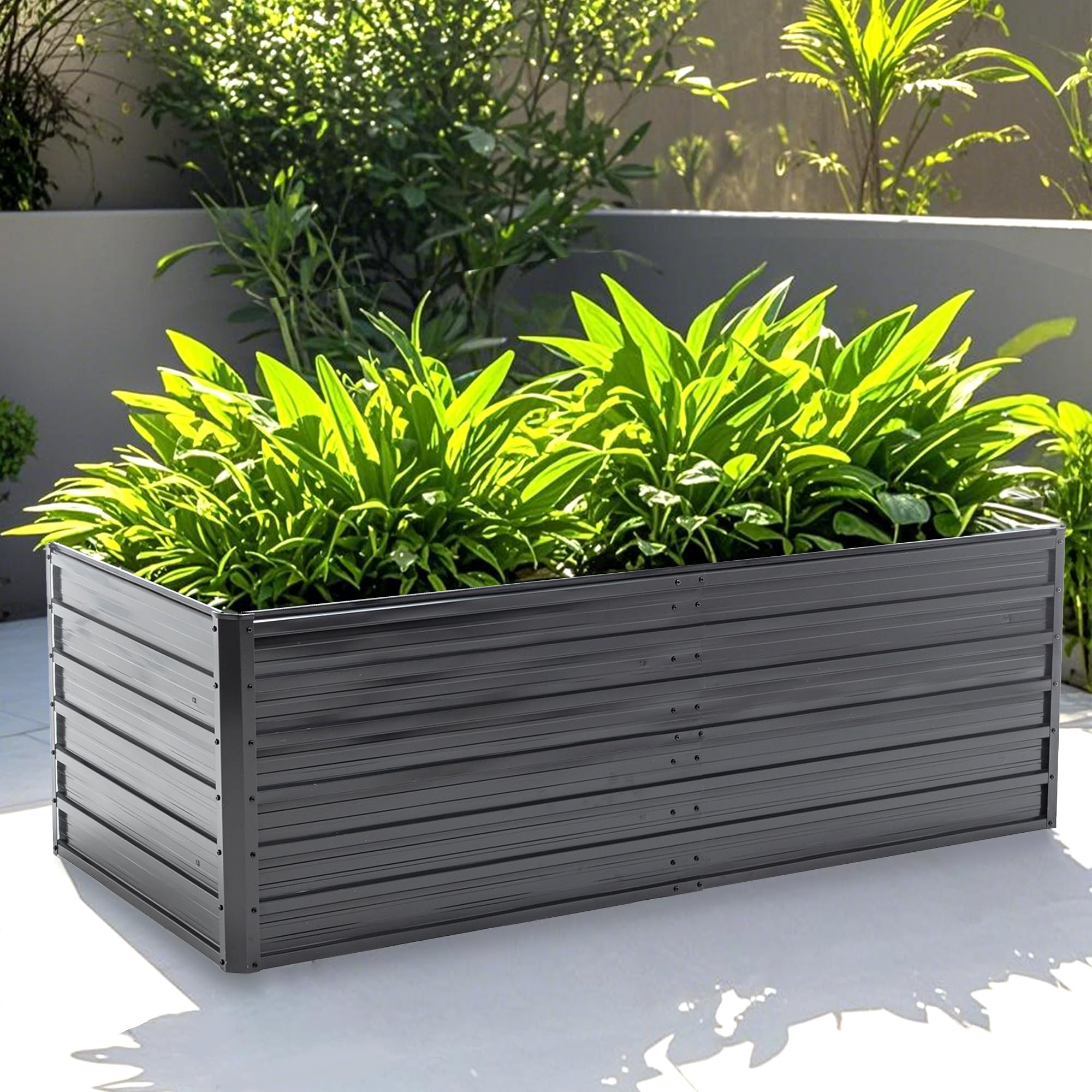 Metal Raised Garden Bed, Outdoor Galvanized Raised Large Planter Raised Beds Kit Planting, Fruit, Flower (6x3x2FT)