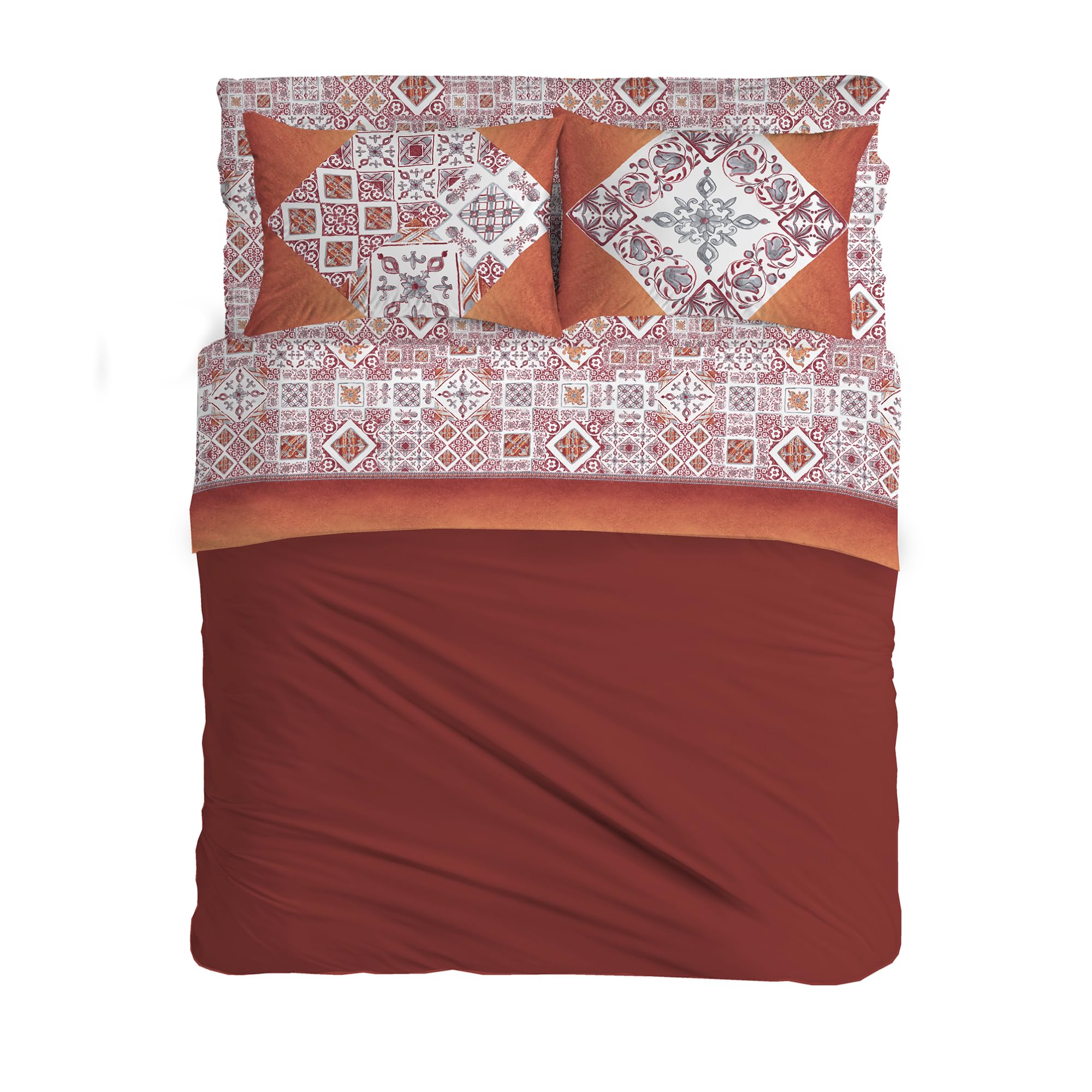 PENSIERI DELICATI Double Bed Set 100% Cotton, Complete Double Bed Sheet Set 180 x 200 cm, Including Bottom Sheet